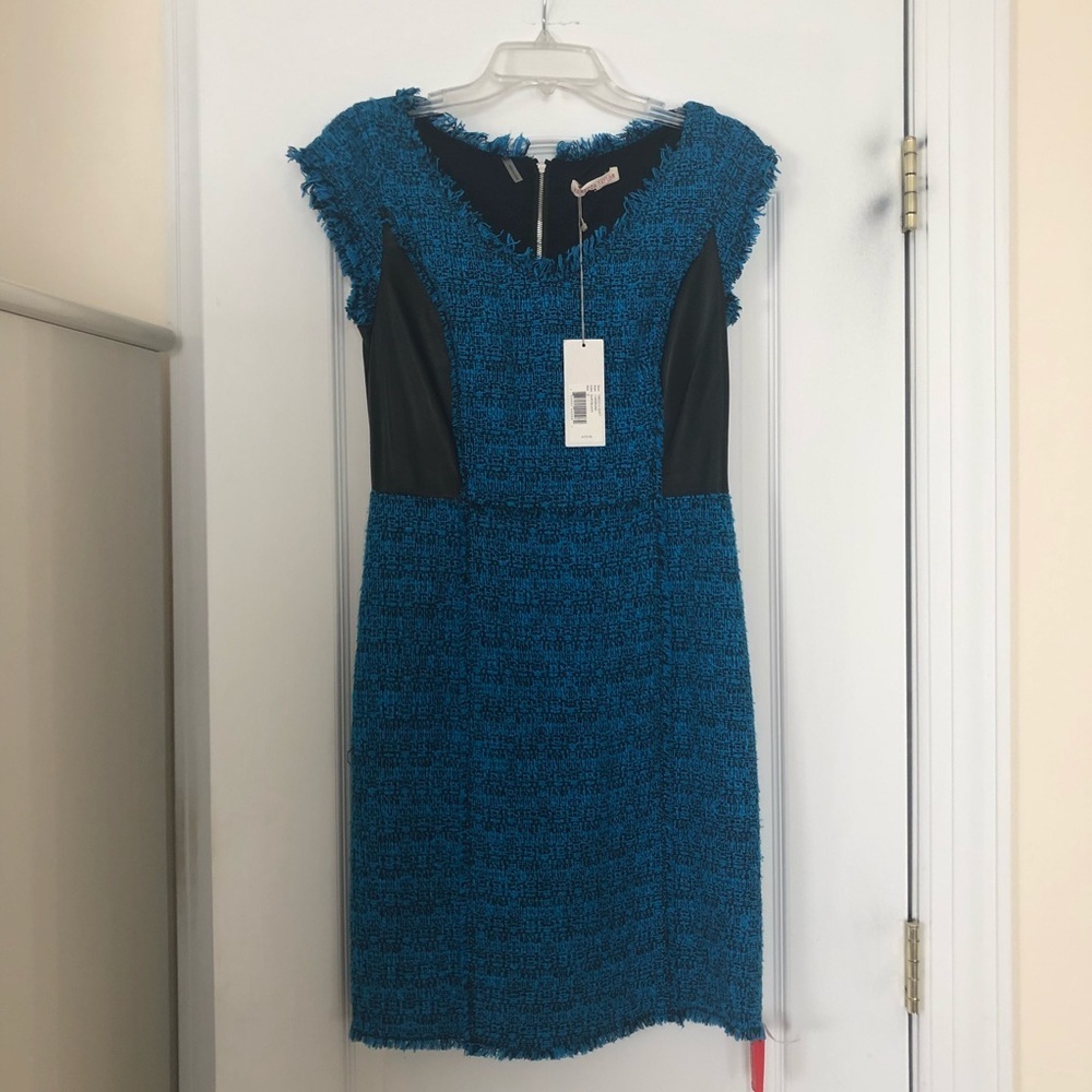 Rebecca Taylor Surf/Black Tweed V Shift Dress NWT